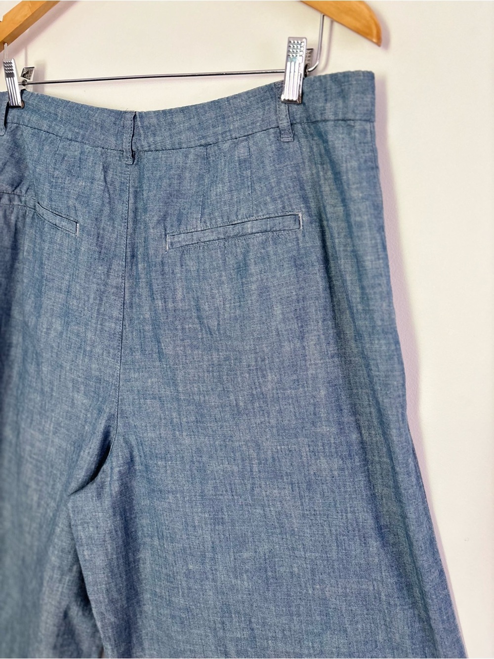 Lauren Ralph Lauren Pleated Chambray Wide Leg Pants Size 16 NEW Classic L64 - Picture 13 of 15